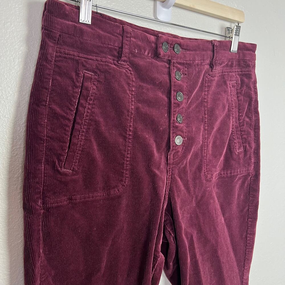 American Eagle Sz 12 X-Short Maroon Corduroy Curvy Hi-Rise Jegging Button Fly - Picture 3 of 10